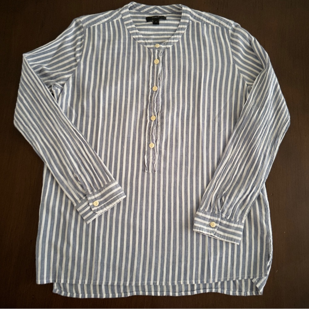 J.Crew Blue & White Striped Long Sleeve Blouse Size 4
